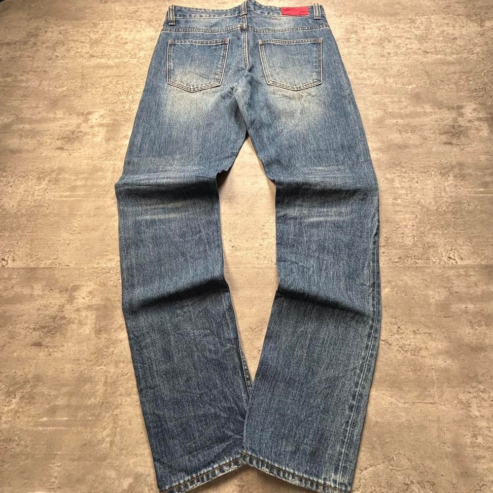 PLAC Selvedge Denim Jeans Mens 34x32 Blue Good Faded Straight Leg